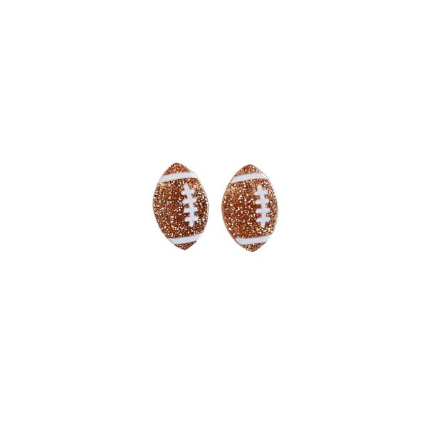 Shop Glitter Football Stud Earrings-Glitter football stud earrings with hypoallergenic posts. Lightweight, sparkly, and perfect for fans, tailgates, and showing your team spirit in style.-available at Reef Love online boho-chic boutique