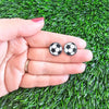 Shop Glitter Soccer Stud Earrings-Sparkly soccer ball stud earrings with glitter acrylic and hypoallergenic posts. Lightweight, fun, and perfect for game day or everyday sporty style.-available at Reef Love online boho-chic boutique