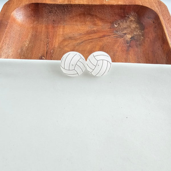 Shop Glitter Volleyball Stud Earrings-Glitter volleyball stud earrings with hypoallergenic posts. Lightweight, sparkly, and perfect for volleyball fans, players, or sporty everyday looks.-available at Reef Love online boho-chic boutique