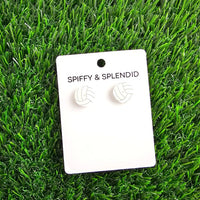 Shop Glitter Volleyball Stud Earrings-Glitter volleyball stud earrings with hypoallergenic posts. Lightweight, sparkly, and perfect for volleyball fans, players, or sporty everyday looks.-available at Reef Love online boho-chic boutique