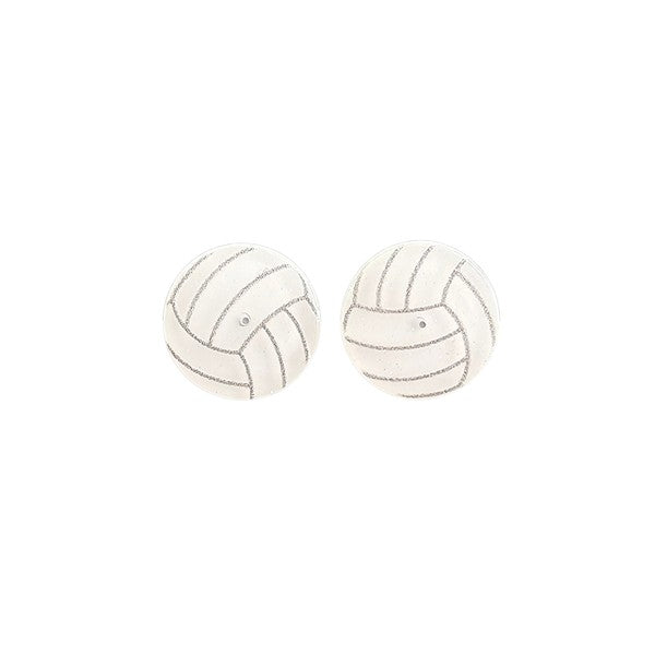 Shop Glitter Volleyball Stud Earrings-Glitter volleyball stud earrings with hypoallergenic posts. Lightweight, sparkly, and perfect for volleyball fans, players, or sporty everyday looks.-available at Reef Love online boho-chic boutique