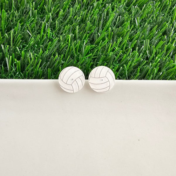 Shop Glitter Volleyball Stud Earrings-Glitter volleyball stud earrings with hypoallergenic posts. Lightweight, sparkly, and perfect for volleyball fans, players, or sporty everyday looks.-available at Reef Love online boho-chic boutique