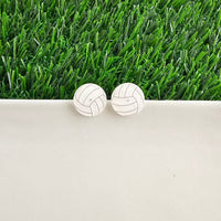 Shop Glitter Volleyball Stud Earrings-Glitter volleyball stud earrings with hypoallergenic posts. Lightweight, sparkly, and perfect for volleyball fans, players, or sporty everyday looks.-available at Reef Love online boho-chic boutique