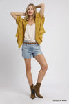 Golden Kiwi Oversized Jacquard Heart Collared Shirt
