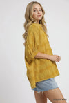 Golden Kiwi Oversized Jacquard Heart Collared Shirt