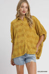 Golden Kiwi Oversized Jacquard Heart Collared Shirt