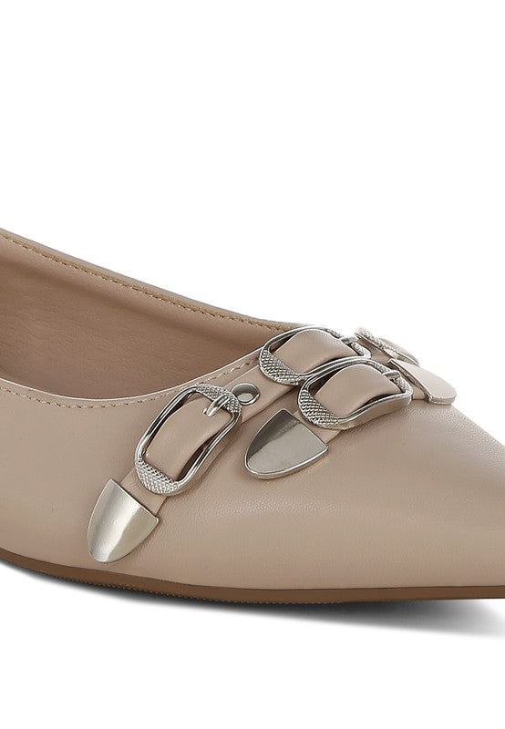 Golini Belt Buckle Detail Ballerinas-Reef Love