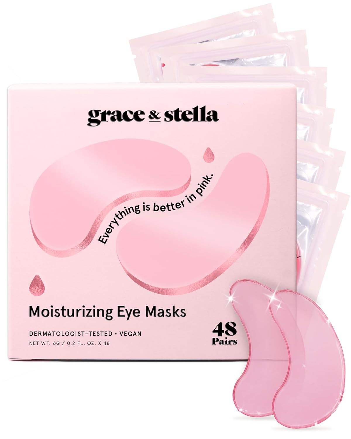 Grace & Stella Award Winning under Eye Mask - Travel Size Toiletries - Bridal Shower Gifts - Gel Eye Patches for Dark Circles, Puffy Eyes, Wrinkles, Undereye Bags - Vegan - Self Care (6 Pairs, Gold)