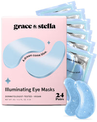 Grace & Stella Award Winning under Eye Mask - Travel Size Toiletries - Bridal Shower Gifts - Gel Eye Patches for Dark Circles, Puffy Eyes, Wrinkles, Undereye Bags - Vegan - Self Care (6 Pairs, Gold)