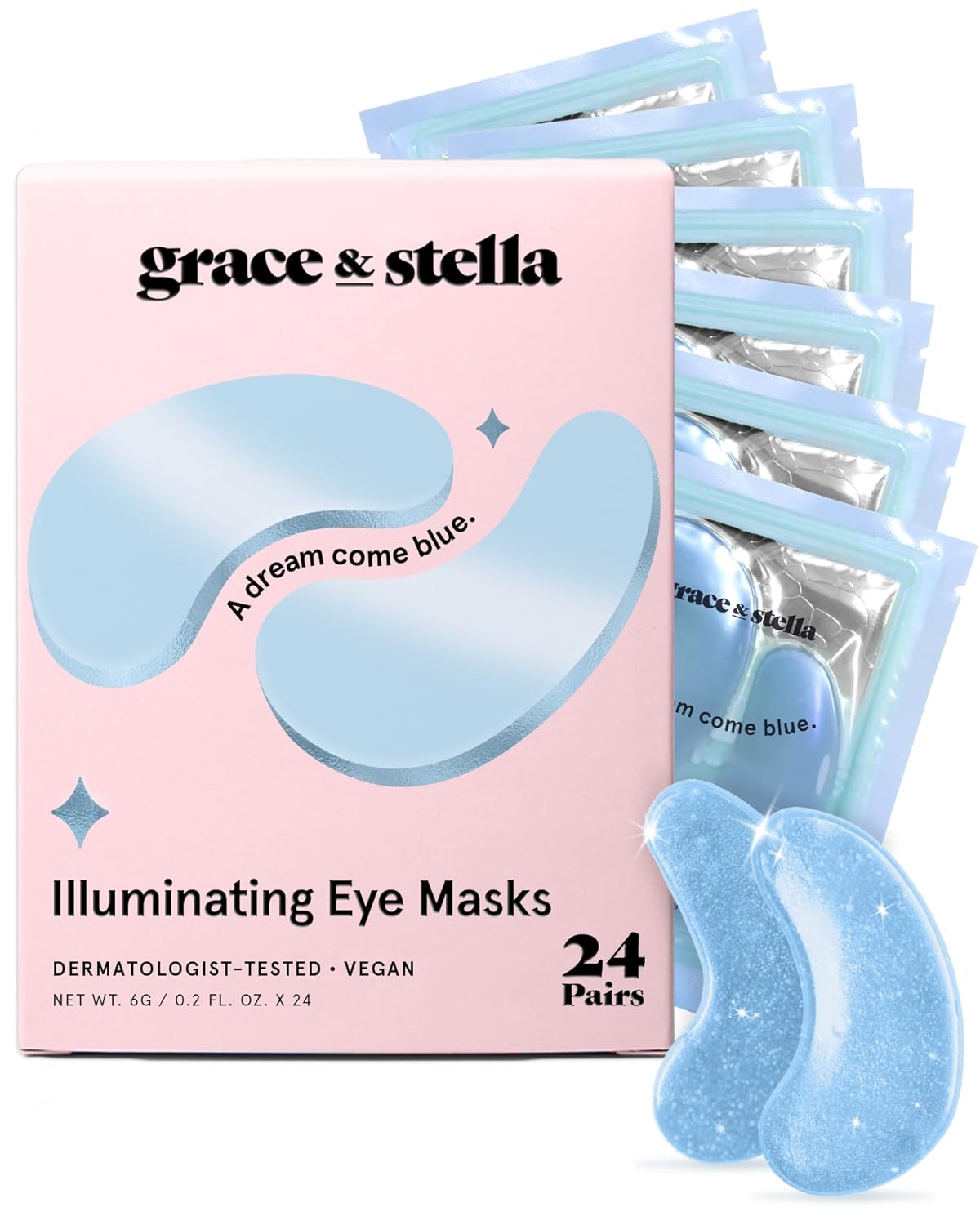 Grace & Stella Award Winning under Eye Mask - Travel Size Toiletries - Bridal Shower Gifts - Gel Eye Patches for Dark Circles, Puffy Eyes, Wrinkles, Undereye Bags - Vegan - Self Care (6 Pairs, Gold)