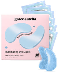 Grace & Stella Award Winning under Eye Mask - Travel Size Toiletries - Bridal Shower Gifts - Gel Eye Patches for Dark Circles, Puffy Eyes, Wrinkles, Undereye Bags - Vegan - Self Care (6 Pairs, Gold)