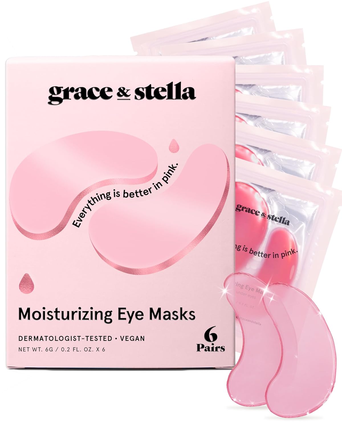Grace & Stella Award Winning under Eye Mask - Travel Size Toiletries - Bridal Shower Gifts - Gel Eye Patches for Dark Circles, Puffy Eyes, Wrinkles, Undereye Bags - Vegan - Self Care (6 Pairs, Gold)