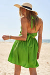 Green Apple Smocking Halter Open Back Mini Dress-Green Apple Smocking Halter Open Back Mini Dress Fresh, flirty, and made for sunshine—this Green Apple Smocking Halter Mini Dress is your new warm-weather favorite. -Reef Love Boho-Chic Boutique