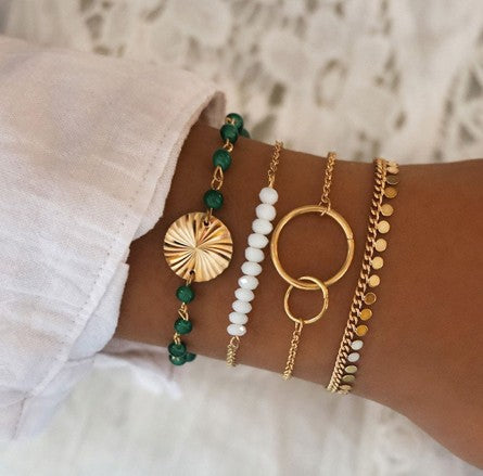Green Gold Bracelet 4 Piece Set-Kate Tuesday Jewelry-Reef Love