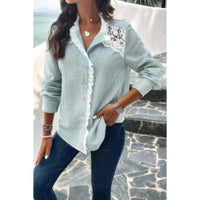 Guipure Lace Insert Button Down Shirt-Button Down Shirt-Reef Love-Reef Love