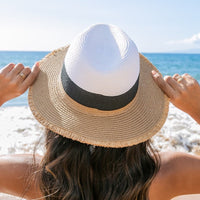 Fray Edge Color Block Panama Hat