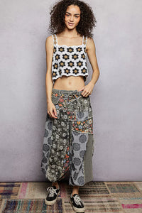 Handmade Crochet Floral Square Neck Cropped Cami- Boho Chic Styles by Reef Love