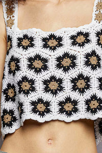 Handmade Crochet Floral Square Neck Cropped Cami- Boho Chic Styles by Reef Love