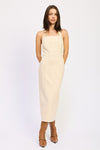 Hardwood Halter Midi Dress-Hardwood Halter Midi Dress – chic, figure-hugging halter dress in a neutral tone. Perfect for vacation outfits, boho-chic style, or elegant evenings.