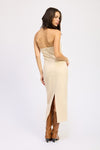 Hardwood Halter Midi Dress-Hardwood Halter Midi Dress – chic, figure-hugging halter dress in a neutral tone. Perfect for vacation outfits, boho-chic style, or elegant evenings.