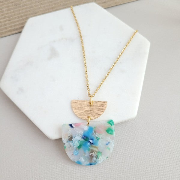 Harper Spring Fling Necklace-Our Harper Necklace is a pendant style that adds a pop to your outfit with unique acrylic colors.18K gold-plated tarnish resistant stainless steel necklace chain.