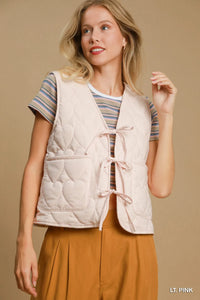 Umgee Heart Quilted Tie-Front Vest