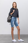High Rise Bermuda Denim Shorts – Light Wash-Bermuda Jean Shorts-Insane Gene-Reef Love