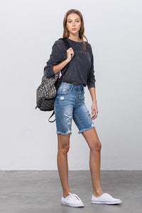 High Rise Bermuda Denim Shorts – Light Wash-Bermuda Jean Shorts-Insane Gene-Reef Love