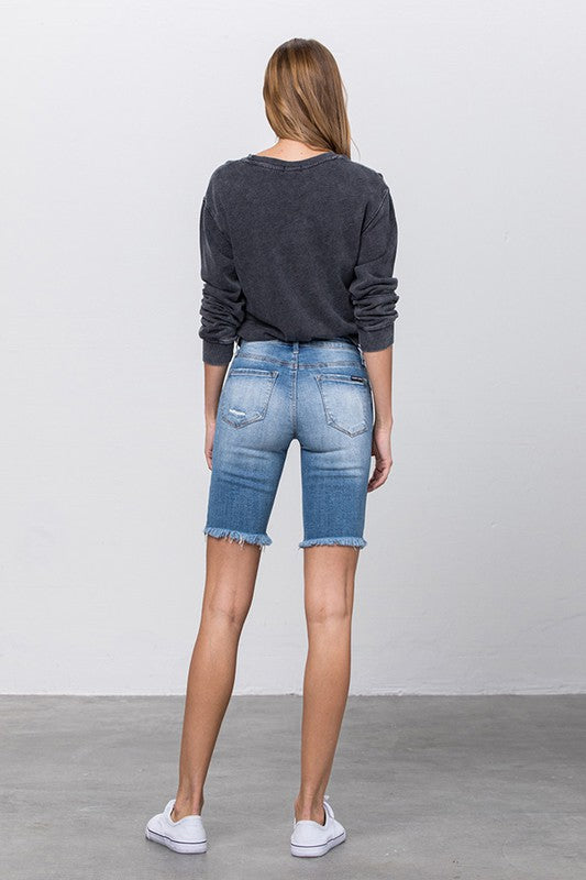 High Rise Bermuda Denim Shorts – Light Wash-Bermuda Jean Shorts-Insane Gene-Reef Love