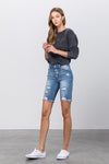 High Rise Bermuda Denim Shorts – Light Wash-Bermuda Jean Shorts-Insane Gene-Reef Love