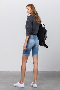 High Rise Bermuda Denim Shorts – Light Wash-Bermuda Jean Shorts-Insane Gene-Reef Love