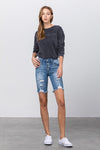 High Rise Bermuda Denim Shorts – Light Wash-Bermuda Jean Shorts-Insane Gene-LIGHT-S-Reef Love