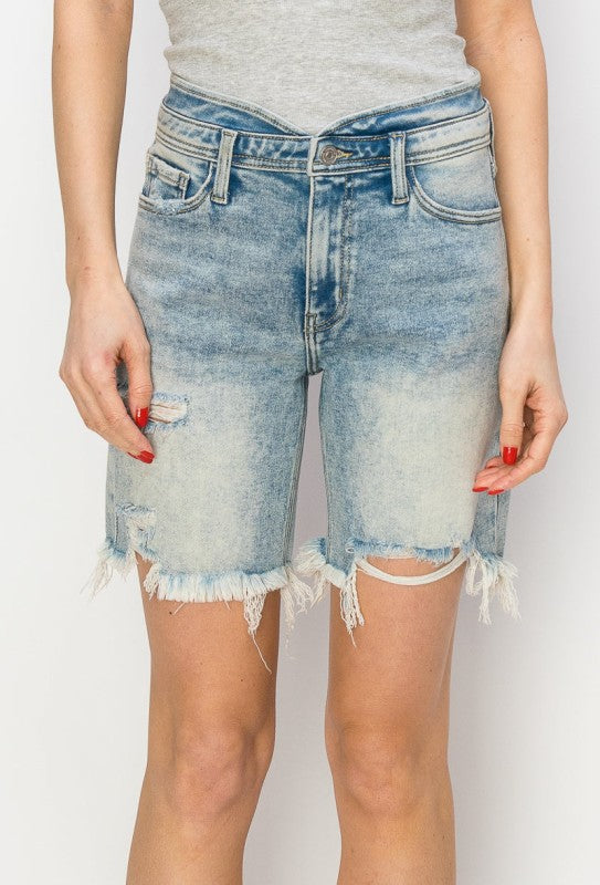 High Rise Bermuda Tulip Waistband Shorts