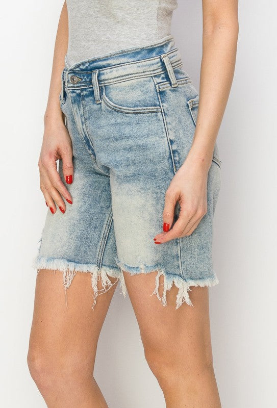 High Rise Bermuda Tulip Waistband Shorts