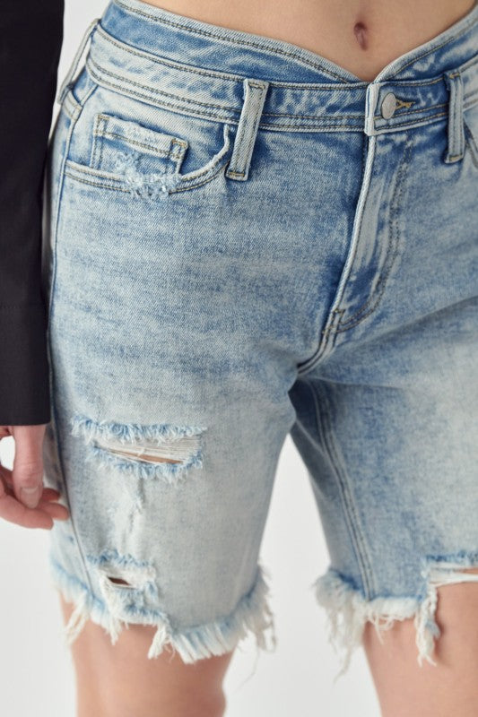 High Rise Bermuda Tulip Waistband Shorts