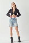 High Rise Bermuda Tulip Waistband Shorts