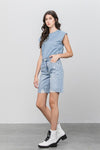 High Rise Bottom Hem Distressed Bermuda Shorts-Bermuda Jean Shorts-Denim Lab USA-Reef Love