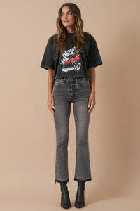 High Rise Crop Boot Denim – Medium Grey Wash-Cropped Jeans-Insane Gene-Reef Love