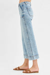 High Rise Crop Wide Front Seam Jeans-Cropped Jeans-RISEN-Reef Love