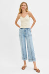High Rise Crop Wide Front Seam Jeans-Cropped Jeans-RISEN-Reef Love