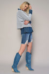 High Rise Distressed Bermuda Denim Shorts-Bermuda Jean Shorts-Insane Gene-Reef Love