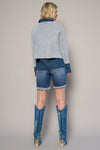 High Rise Distressed Bermuda Denim Shorts-Bermuda Jean Shorts-Insane Gene-Reef Love
