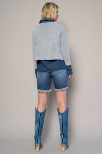 High Rise Distressed Bermuda Denim Shorts-Bermuda Jean Shorts-Insane Gene-Reef Love