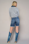 High Rise Distressed Bermuda Denim Shorts-Bermuda Jean Shorts-Insane Gene-Reef Love