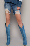 High Rise Distressed Bermuda Denim Shorts-Bermuda Jean Shorts-Insane Gene-Reef Love