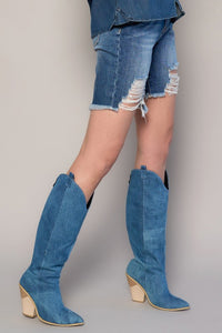 High Rise Distressed Bermuda Denim Shorts-Bermuda Jean Shorts-Insane Gene-Reef Love