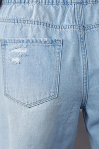 High Rise Drawstring Denim Shorts-Denim Shorts-Reef Love