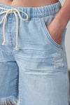 High Rise Drawstring Denim Shorts-Denim Shorts-Reef Love