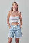 High Rise Drawstring Denim Shorts-Denim Shorts-Reef Love