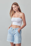 High Rise Drawstring Denim Shorts-Denim Shorts-Reef Love